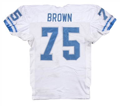 1994 Lomas Brown Game Used Detroit Lions Road Jersey